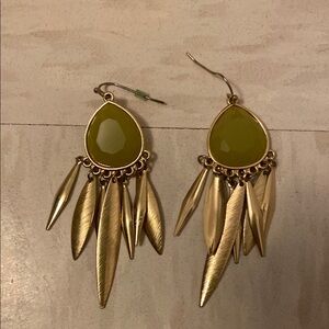 Elegant Olive Green Dangle Statement Earrings